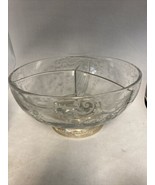 Rare XL Cambridge Chantilly 10 Inch 3-Section Serving Bowl Glass Sterlin... - $223.34 CAD
