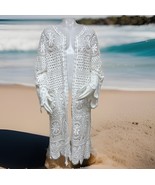 Romans Crocheted Coverup Cardigan Womens 14/16 White Bell Sleeve Cottage... - $38.04 CAD