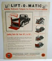 Vintage National Lift O Matic Hydraulic Tailgate For Pickup Trucks FLYER Ad 1950 - £11.58 GBP