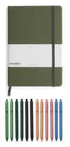 Lined Notebook Journal Ruled &amp; Lined Pages, Hardcover, A5 with 12 Gel Pens - £19.88 GBP