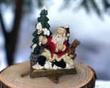 Vintage Holiday Lane Christmas Santa Stocking Holder Hanger reindeer trees - $19.79