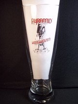 Pyramid Hefeweizen pilsner beer glass red &amp; black on clear 14 oz - £7.31 GBP