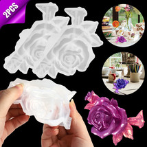 2 PCS Rose Flower Silicone Resin Casting Mold DIY Mould Making Epoxy Craft Tool - £12.77 GBP