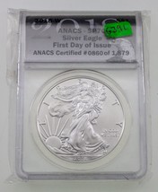 2018-W S$1 Burnished Silver American Eagle Graded by ANACS as SP70 - £70.47 GBP