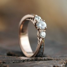 0.36Ct Round Cut Three Stone Engagement Wedding Ring 14k Yellow Gold Over - £66.05 GBP