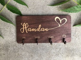 Personalized wall key holder. Key holder for wall. His Hers Ours key holder. Dog - £34.38 GBP