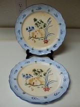 Waverly Stoneware 2 Dinner Plates Provence Blue W House Floral Scalloped... - £21.03 GBP