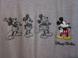 NWOT - MICKEY MOUSE SKETCHED &amp; EMBROIDERED Gray Adult Size M Short Sleev... - $14.99