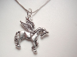 Pegasus Flying Horse 925 Sterling Silver Necklace - £10.81 GBP