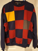 Vintage Amicus Multicolored Colorblock Sweatshirt Sz M 90s Made in USA - £22.78 GBP