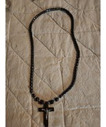 Genuine Hematite Crucifix Cross Pendant Necklace Religious  Barrel Clasp... - $34.19 CAD