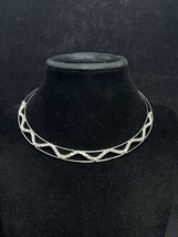 Silver Tone And Rhinestone Choker Necklace & Pierced Earring Set (4166) - $20.00
