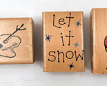 Lot of 3 Let it Snow - Snowman - Melted Snowman Rubber Ink Stamp Card Cr... - $10.00