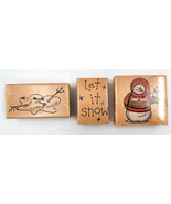 Lot of 3 Let it Snow - Snowman - Melted Snowman Rubber Ink Stamp Card Cr... - £7.81 GBP