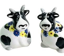 Salt &amp; Pepper Shaker Set Spotted Cows Vintage WCL Ceramic 3.5&quot; x 3&quot; - £13.23 GBP