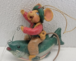 Vintage Kurt Adler Fisherman Fishing Mouse Riding Bronco Fish - $16.08