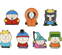 South Park enamel Pin Set: Stan, Kyle, Kenny, Cartman &amp; Butters New! 7 Pieces - £9.43 GBP