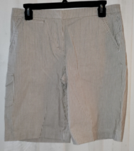 EXCELLENT WOMENS IZOD stretch BROWN STRIPE BERMUDA SHORT W/ POCKETS   SI... - $23.33