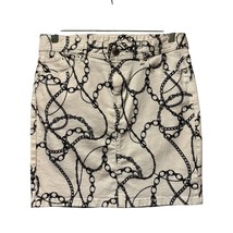 Cache Black White Pencil Status Chains Denim Stretch Mini Skirt sz 2 NWoT - $42.97
