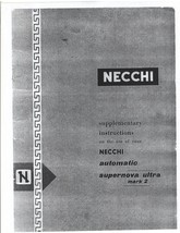 Necchi Automatic Supernova Ultra Mark 2 manual supplementary Enlarged Hard Copy - $12.99
