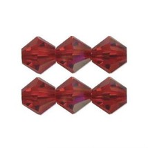 6 Light Siam AB Swarovski Crystal Bicone Beads 5301 8mm - £7.02 GBP