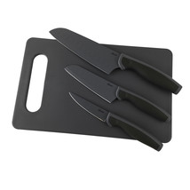 Oster Slice Craft 4 Piece Cutlery Knife Set with Cutting Board in Black - $50.36