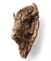 Bison Head Wall Plaque Buffalo Brown Resin 15" High Lifelike Textured Features image 2