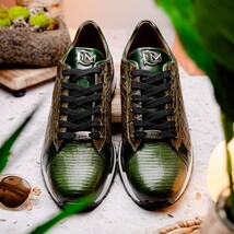 Portici Genuine Crocodile and Lizard Fashion Sneaker Green / Olive image 8