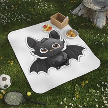 One-Sided Cartoon Bat Print Picnic Blanket 61 x 51in - Soft and Water-Re... - £49.22 GBP