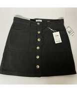 Kensie Black Corduroy Button Front Mini Skirt Women&#39;s Size 8/29 NWT Cute - $231.79 MXN
