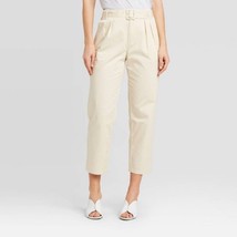  WHO WHAT WEAR Solid Birch Color Tapered Trouser Natural Waist Woman&#39;s S... - £38.45 GBP