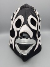 Mexican Wrestling Mask Black &amp; White with Back Straps Adult Size Made in MX - £10.35 GBP