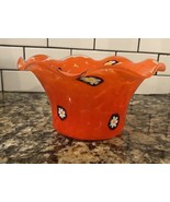 Murano Glass Handkerchief Vase Bold Orange Millefiori Spotted Discontinued - $2,851.02 MXN