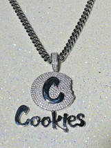 2.80Ct Lab-Created Diamond C Cookies Weed Edible Pendant 14K White Gold Plated - £175.85 GBP