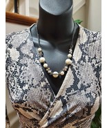 H&amp;M Women’s Gray Snake Print V-Neck Long Sleeve One Piece Bodysuit Size ... - £19.61 GBP