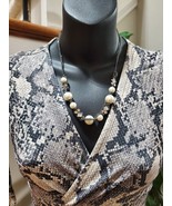 H&amp;M Women’s Gray Snake Print V-Neck Long Sleeve One Piece Bodysuit Size ... - $34.19 CAD