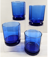 4 Anchor Hocking Essex Cobalt Blue Double Old Fashioned Set Octagon Tumb... - $36.60