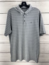 Travis Mathew Golf Polo Shirt Mens Large Gray Stripes Polyester Cotton Blend - £11.08 GBP