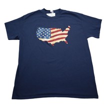 USA Flag Gildan Shirt Mens L Blue Short Sleeve Crew Neck Graphic Print Cotton T - £17.76 GBP
