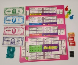 Vtg 1989 MB Mall Madness Board Game Replacement Parts - Money, People, Pegs, etc - $19.34