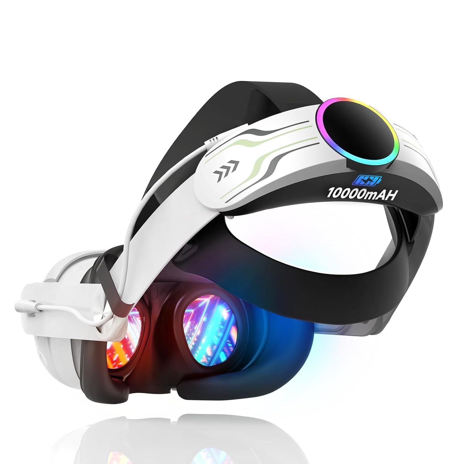 Head Strap With Battery For Meta/Oculus Quest 3, 10000Mah Battery Pack For Exten