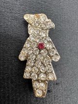 Vintage Rhinestone Lady Brooch Woman in Dress Hat Crystal Pin - $15.84