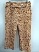 Etcetera Women&#39;s Pants Orange &amp; White Print Crop Pants Size 4 X 26 - $34.65