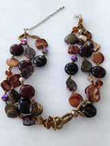 earth tone necklace beaded19&quot; stunning - £19.97 GBP