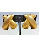Unbranded Clip On Earrings Vintage Gold Tone Criss Cross Shaped &quot;X&quot; Mode... - £39.32 GBP