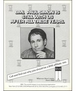 Paul Simon 1986 BMI ad 8 x 11 original b/w advertisement print - £3.33 GBP