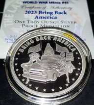 2023 1 oz Proof Bring Back America - Ultra Rare - Silver Shield. With Coa And Bo - £89.32 GBP