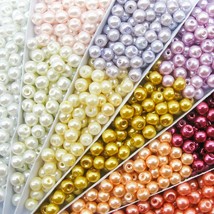 1000 Glass Pearl Beads 4mm Assorted Pastel Lot BULK Jewelry Supplies Mix - £16.04 GBP