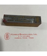 Vintage Printing Block Humble Bancshares Inc Humble TX 2 3/4x 5/8” - €8,87 EUR