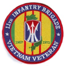 ARMY 11TH INFANTRY BRIGADE VIETNAM VETERAN  4&quot; EMBROIDERED MILITARY PATCH - $29.99